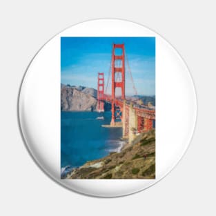 Low Poly Golden Gate Bridge San Francisco Pin