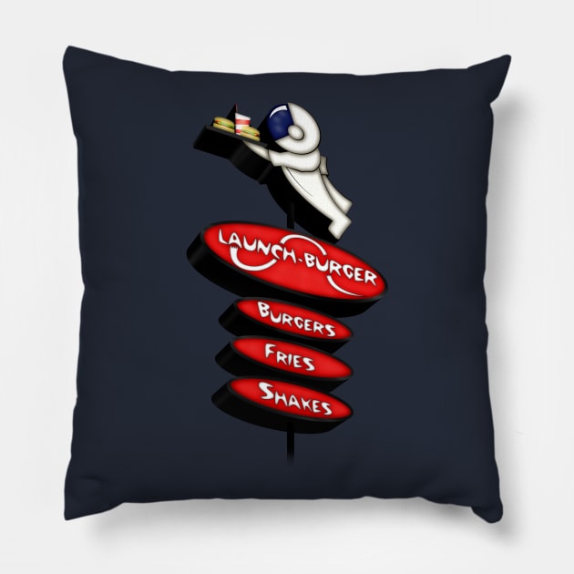 Launch Burger Drive-In Pillow by jetpackjason