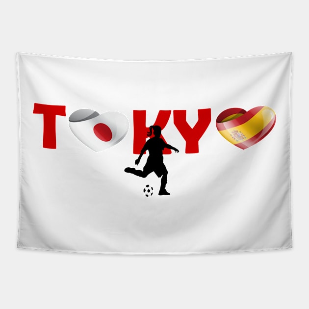 Sports games in Tokyo: Football team from Spain (ES) Tapestry by ArtDesignDE