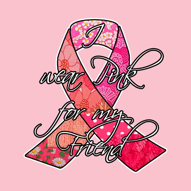 I wear pink for my Friend Retro Breast Cancer Awareness Ribbon by artbyomega