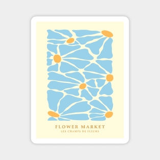 Flower market, Cute blue flowers, Cottagecore, Museum poster, Groovy abstract flowers Magnet