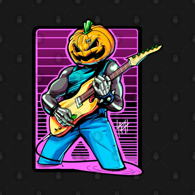 Skeletal Serenade: Jack-o'-Lantern Strumming in Blues by SeleneWitchStore