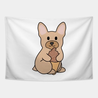 Cream French Bulldog Ice Cream Chocolate Tapestry