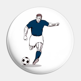 Football  Player Kicking Ball Retro Pin