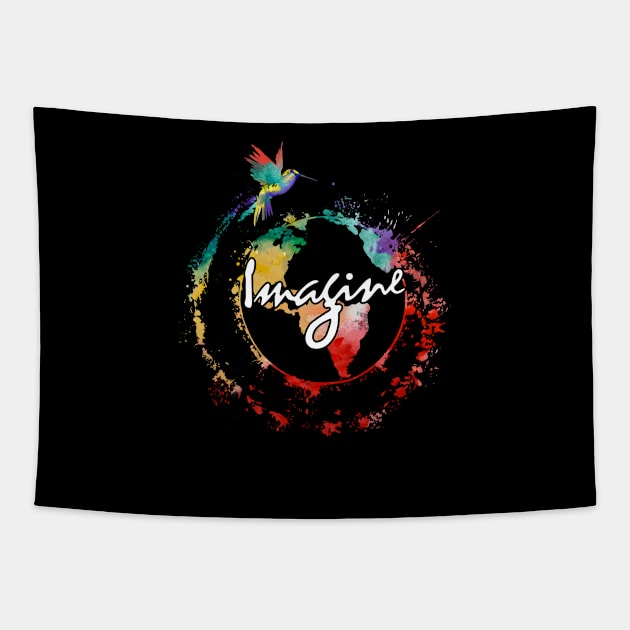 Imagine Hippie World Tapestry by Raul Caldwell