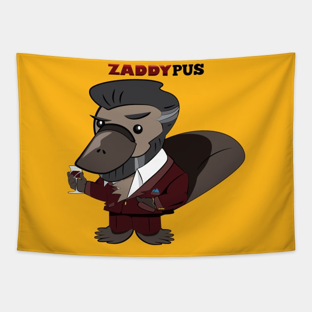 Zaddy Platypus Tapestry by ElliotLouisArt