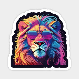 Vibrant Lion: A Psychedelic Pop Art Masterpiece Magnet