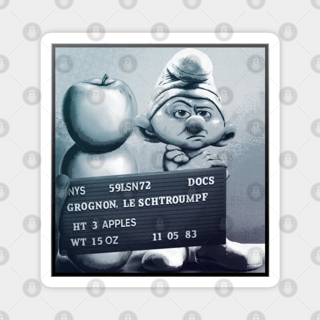 Grouchy Smurf Mugshot Magnet by MunkeeWear