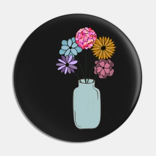 Vase of Multi-Colored Flowers Pin