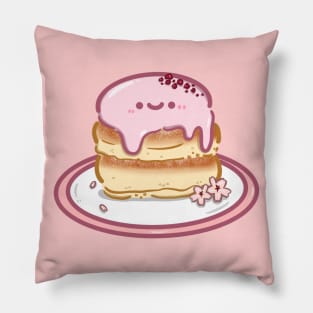 Kawaii japanese sakura fluffy souffle pancake design sticker Pillow