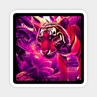 Trippy Tiger In Jungle Magnet