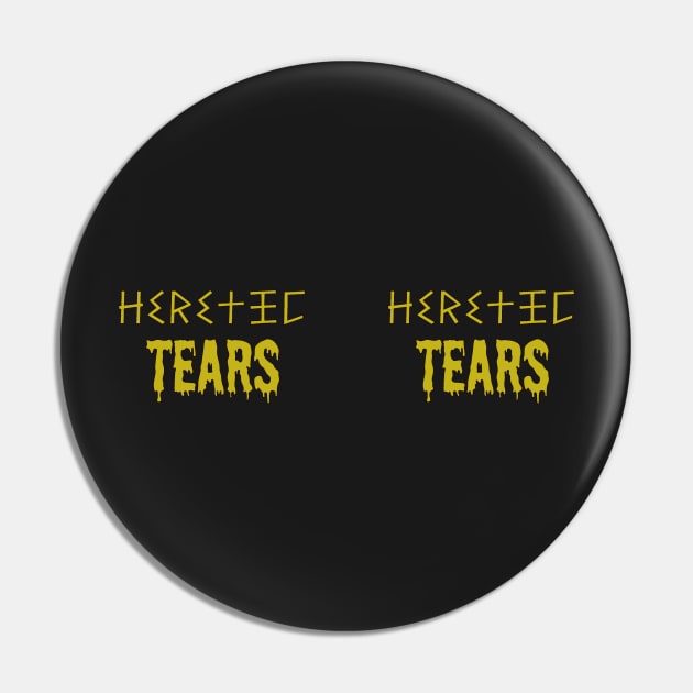 Heretic Tears Mug - Hazard Yellow Text on Blue Pin by SolarCross