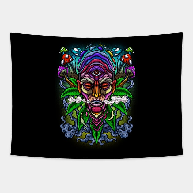 Psychedelic Weed Tapestry by XXII Designs