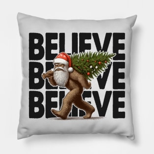 Believe - Funny Bigfoot Christmas Pillow