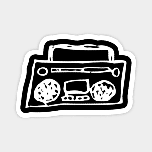 Boombox Doodle White Magnet