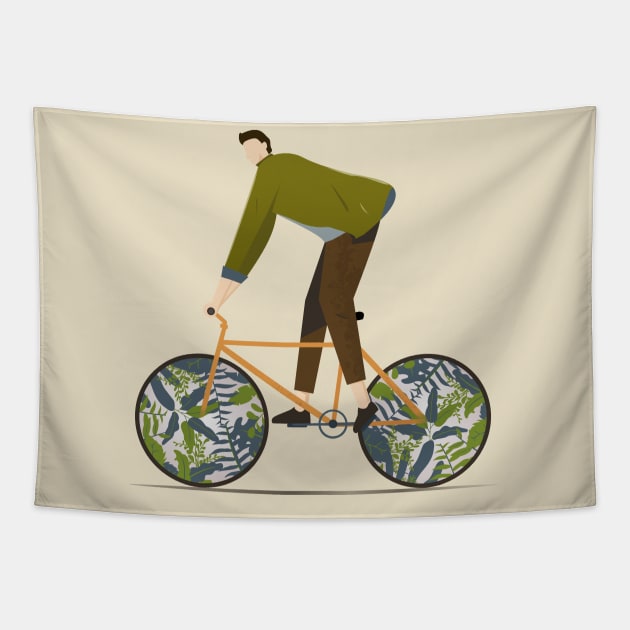 enjoy cycling and makes change Tapestry by Zakaria Azis