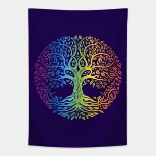 Tree of Life Chakra Rainbow Design Tapestry