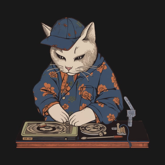 DJ retro hip hop cat by geekmethat