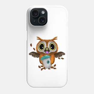 Funny owl and coffee cup Phone Case