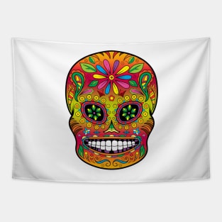 Sugar Skull Orange Tapestry