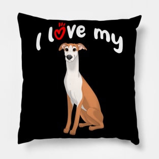 I Love My Red & White Whippet Dog Pillow