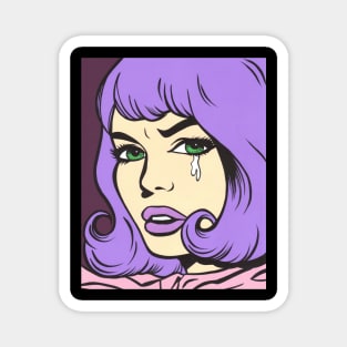 Purple Bangs Crying Comic Girl Magnet