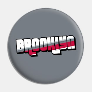 Retro Brooklyn Word Art with Stripes Pin