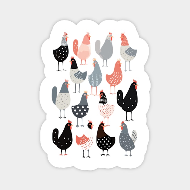 Cluck Yeah! Funny Chicken Celebration Tee Magnet by Indigo Lake