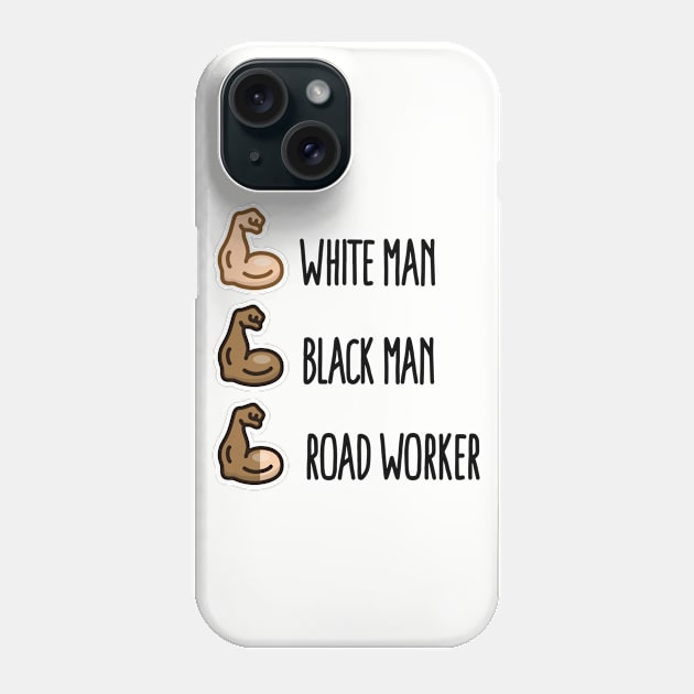 White man black man road worker emoticon biceps (dark design) Phone Case by LaundryFactory