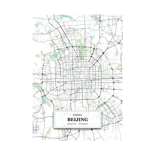 Beijing,China City Map with GPS Coordinates by danydesign
