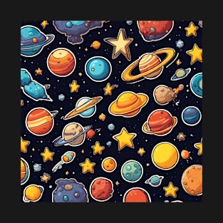 Celestial Body Cosmic Cartoon Space T-Shirt