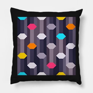 Crystal Hexagon Columns steel blue with colorful caps Pillow