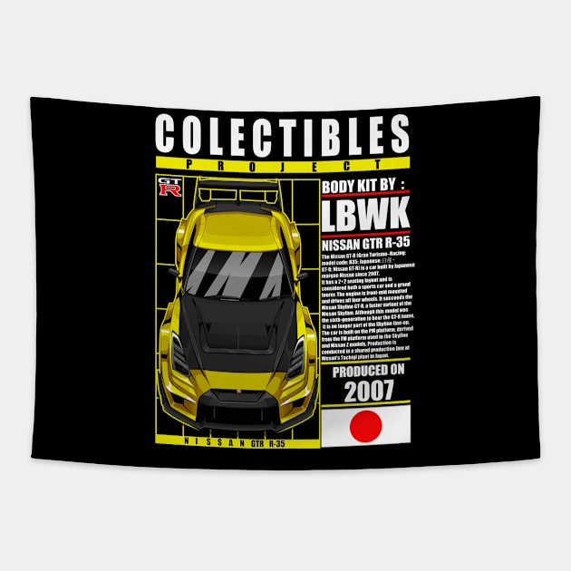 JDM LIBERTYWALK NISSAN GTR R-35 YELLOW Tapestry by HFP_ARTWORK