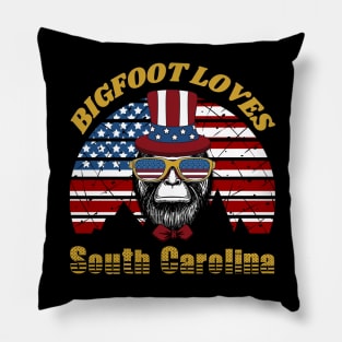 Bigfoot loves America and South Carolina Pillow