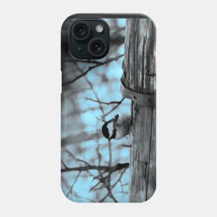 Chickadee on the fence illustration Phone Case