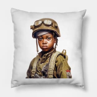 Military Minded Street Soldier Urban Warrior Black Boy Pillow