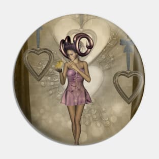 Wonderful fairy with fantasy bird Pin