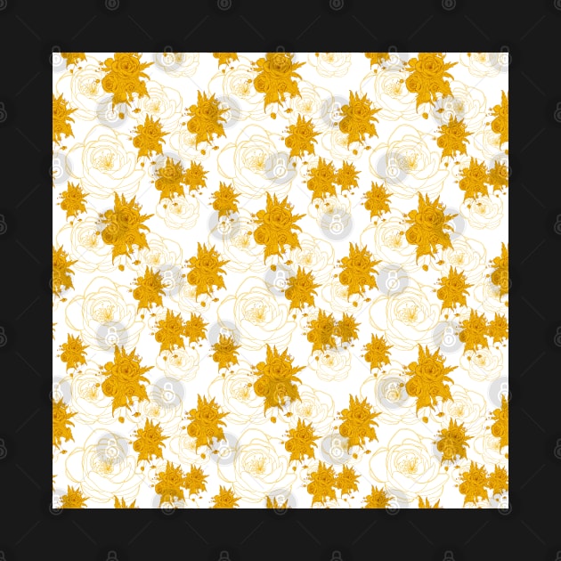 pattern with gold, yellow flowers by lisenok