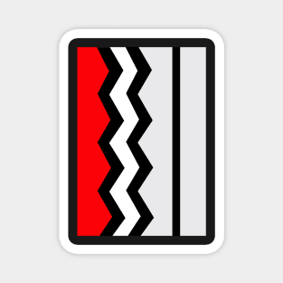 Abstract, geometric, zigzag, strips - red, black and white. Magnet