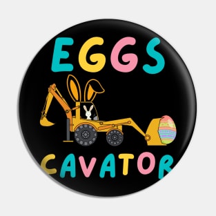 Kids EggsCavator Happy Easter Funny Excavator Hunting Egg Kids Pin