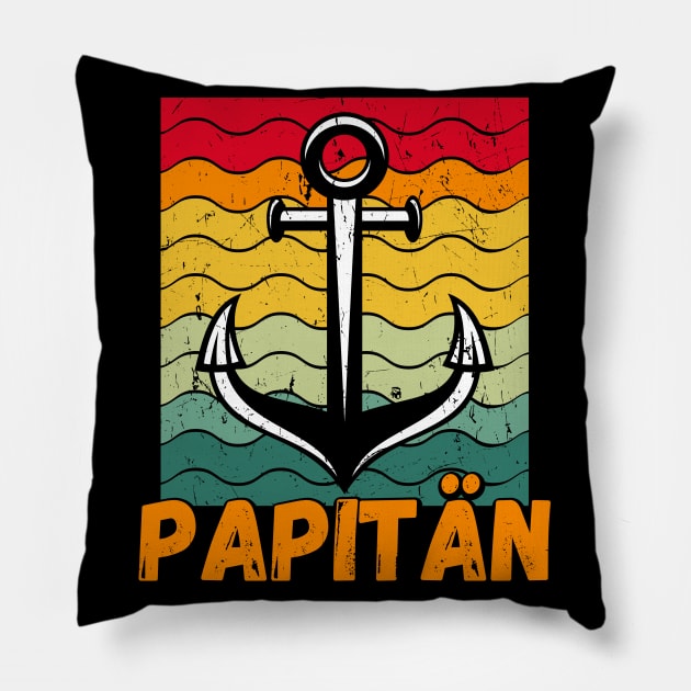 Papitän Papa Kapitän Anker Segeln Vintage Herren Pillow by Foxxy Merch