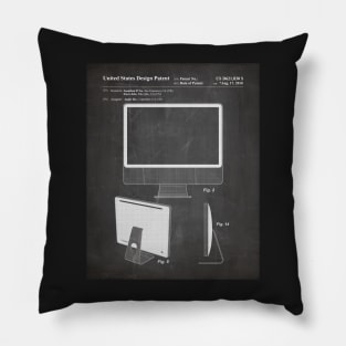 Imac Computer Patent - Apple Fan Tech Home Office Art - Black Chalkboard Pillow
