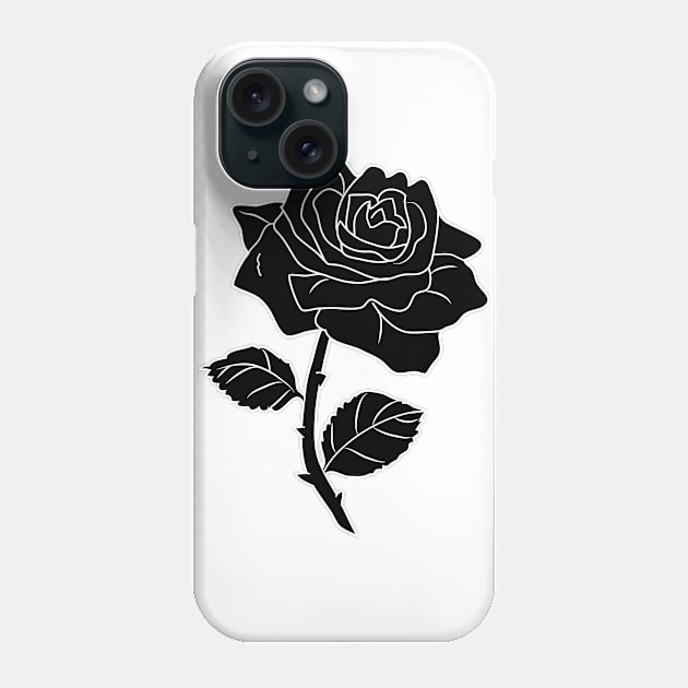 Black Rose Phone Case by PorcelainRose