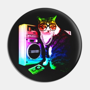 Rainbow Boombox Cat Pin