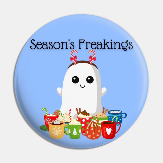 Season's Freakings (greetings) Holiday Winter Ghost Pin by TheMavenMedium