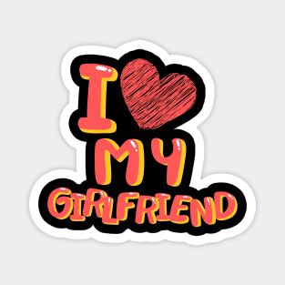 I Love My Girlfriend Heart Balloons Black Magnet