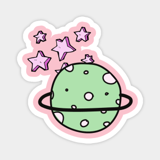 Cute planet and stars illustration Magnet