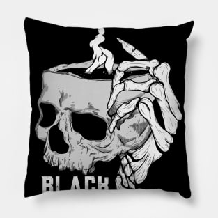 Skull Coffee Black Like My Soul Pillow
