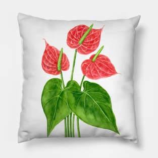 Flamingo flower watercolor Pillow