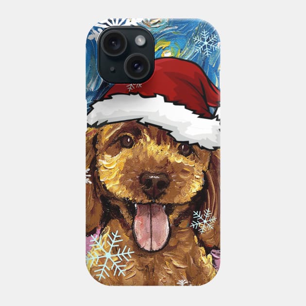 Apricot Poodle Puppy  Santa Phone Case by sagittariusgallery